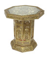 Hand Punched Brass Side Table with Glass Top - B-LT014