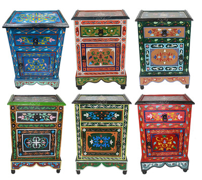 Small Moroccan Hand Painted Nightstand by Badia Design Inc., 5420 ...