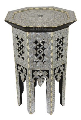 ヴィンテージ　MOROCCAN side table Vintage Coffee & End Table, Moroccan Mosaic Wood Side Table