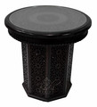 Hand Carved Round Top Wooden Side Table  with Glass Top - CW-ST059