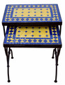 Blue and Yellow Nesting Tile Tables - MT764