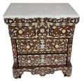 Bone Inlay Nightstand with Three Drawers - MOP-DR064