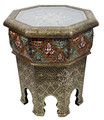 Hand Carved Brass Side Table with Glass Top - BR-ST018
