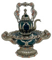 Green Metal and Ceramic Teapot with Basin - CER030