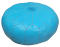 Round Turquoise Color Leather Pouf - RLP020