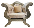 Carved Brass Chair with Fabric Seating - MB-CH042