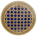 24 Inch Blue and Yellow Intricately Designed Tile Table Top - MTR514