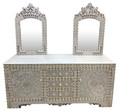 Large Mother of Pearl Cabinet with White Marble Top - MOP-CA014