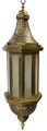 Tall Hanging Moroccan Brass Lantern with White Glass - LIG479