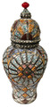 Small Multi-Color Ceramic Metal and Bone Urn - VA119