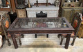 Carved Wood Dining Table with Wrought Iron Design - CW-TA002