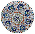 32 Inch Intricately Designed Round Tile Table Top - MTR586