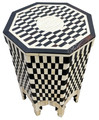 Black and White Camel Bone Inlay Side Table - MOP-ST147