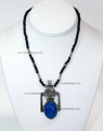 Moroccan Necklace with a Blue Pendant - J046