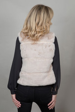 Luxury Faux Fur Gilet in Stone