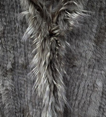 Short Khaki Rabbit and Fox Fur Gilet  FF46A-11