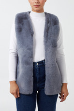 Luxury Faux Fur Gilet In Grey