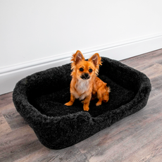 Black Merino Wool Pet Bed