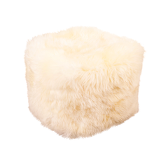 Long Haired Sheepskin Pouf - Ivory