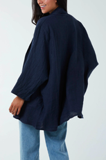 Linen Kimono Jacket in Navy