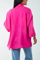 Linen Kimono Jacket in Hot Pink