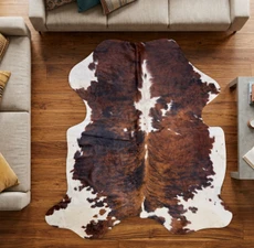 Tri Brown And White Cowhide Rug NOV26-010 (195cm x 190cm)