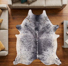 Speckled Black And White Cowhide Rug NOV26-021 (240cm x 220cm)
