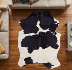 Tri Burnt Black And White  Cowhide Rug NOV26-025 (200cm x 160cm)