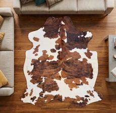 Brown And White Cowhide Rug NOV26-086 (200cm x 200cm)