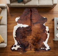 Mahogany And White Cowhide Rug NOV26-091 (200cm x 180cm)