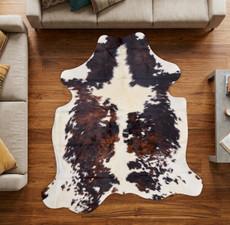 Brown And White Cowhide Rug NOV26-092 (200cm x 190cm)