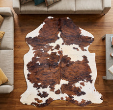 Brown And White Cowhide Rug NOV26-113 (190cm x 180cm)