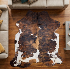 Brown And White Cowhide Rug NOV26-124 (200cm x 190cm)