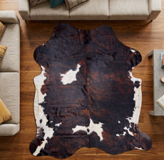 Deep Mahogany And White Cowhide Rug NOV26-130 (230cm x 210cm)