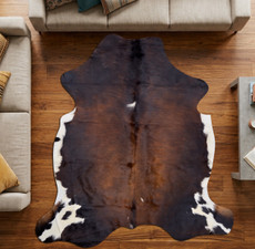 Brown And White Cowhide Rug NOV26-141 (210cm x 190cm)