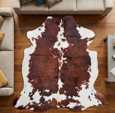 Deep Brown And White Cowhide Rug NOV26-163 (180cm x 180cm)