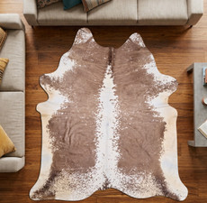 Burnt Umber And Cream Cowhide Rug NOV26-178 (250cm x 220cm)