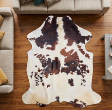 Spotted Brown Abd Cream Cowhide Rug NOV26-182 (220cm x 200cm)