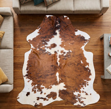 Bright Brown And White Cowhide Rug NOV26-190 (200cm x 180cm)