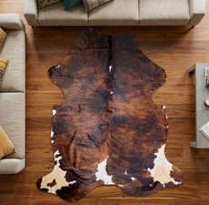 Deep Brown And Cream Cowhide Rug NOV26-203 (220cm x 200cm)