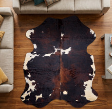 Deep Mahogany And White Cowhide Rug NOV26-213 (210cm x 180cm)