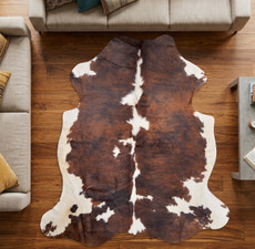 Deep Brown And White Cowhide Rug NOV26-220 (180cm x 170cm)