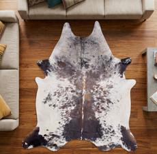 Black And White With A Hint Of Brown Cowhide Rug NOV26-221 (230cm x 200cm)
