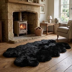 Black Quad Sheepskin Rug (195 x 115 cm) - QBLACK