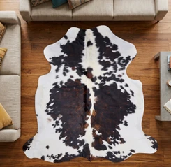 Dark Mahogany, Brown And Cream Cowhide Rug NOV26-002 (200cm x 200cm)