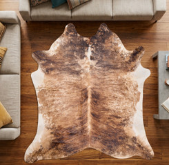 Brindle Brown And White Cowhide Rug NOV26-014 (210cm x 210cm)