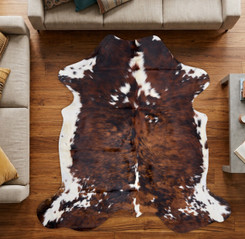 Tri Brown And Whote Cowhide Rug NOV26-027 (180cm x 190cm)
