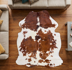 Brown And White Cowhide Rug NOV26-071 (160cm x 160cm)