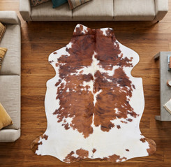 Brown And White Cowhide Rug NOV26-076 (200cm x 190cm)