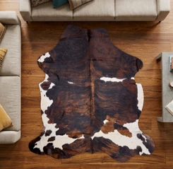 Mahogany And White Cowhide Rug NOV26-089 (210cm x 200cm)